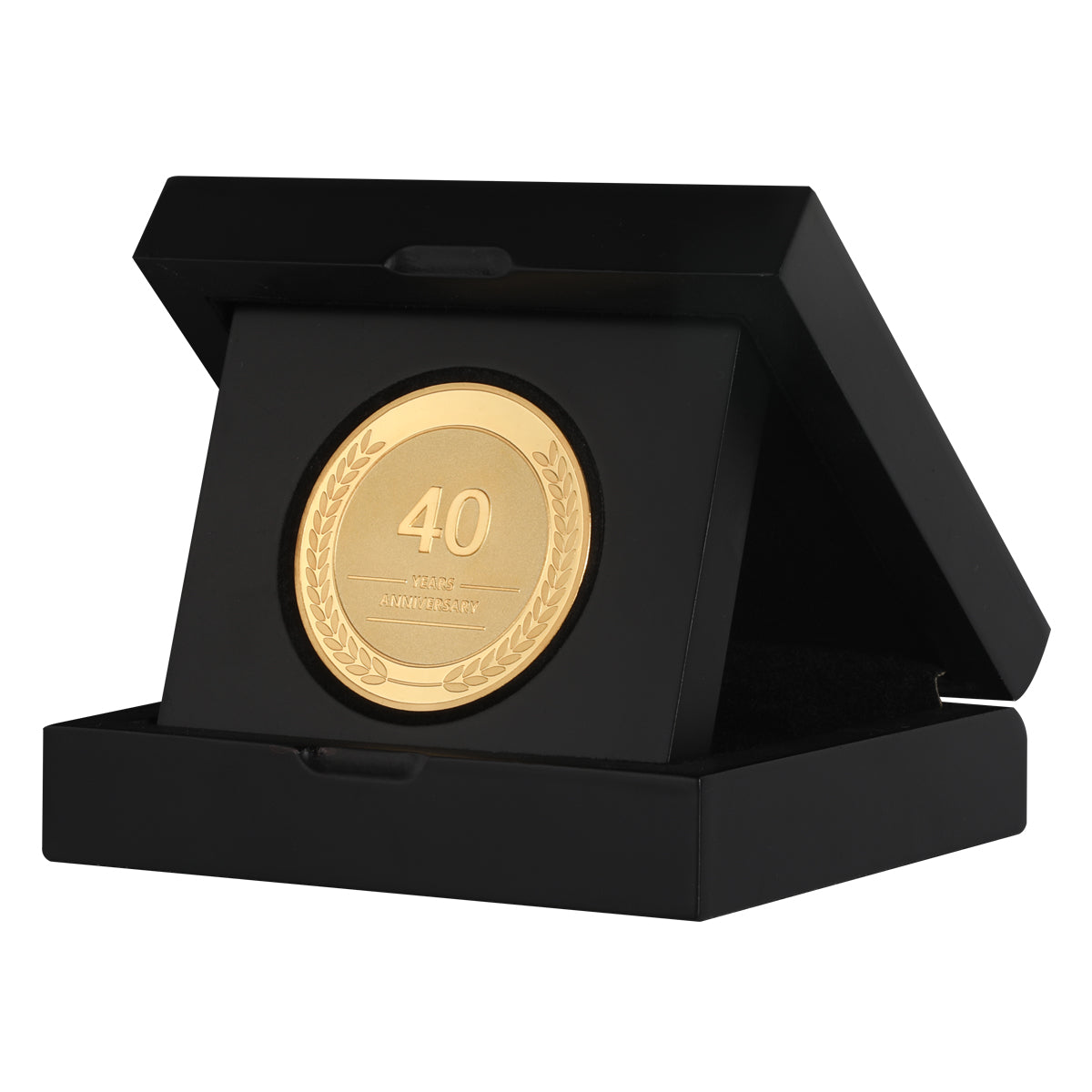 40 year coin to celebrate forty year work anniversary in wooden gift box