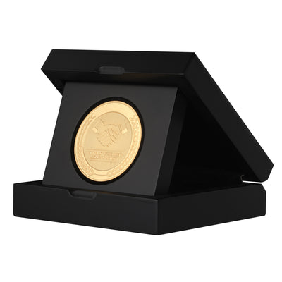 employee appreciation coins for excellent collaboration in wooden gift box