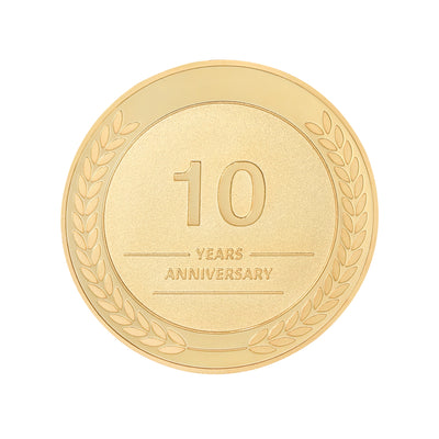 10 year coin for 10 year anniversary with front view