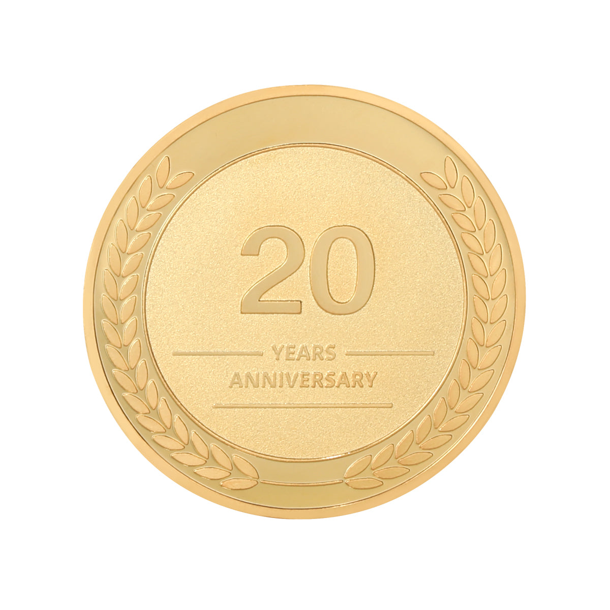 20 year coin to celebrate 20 years work anniversary with front view