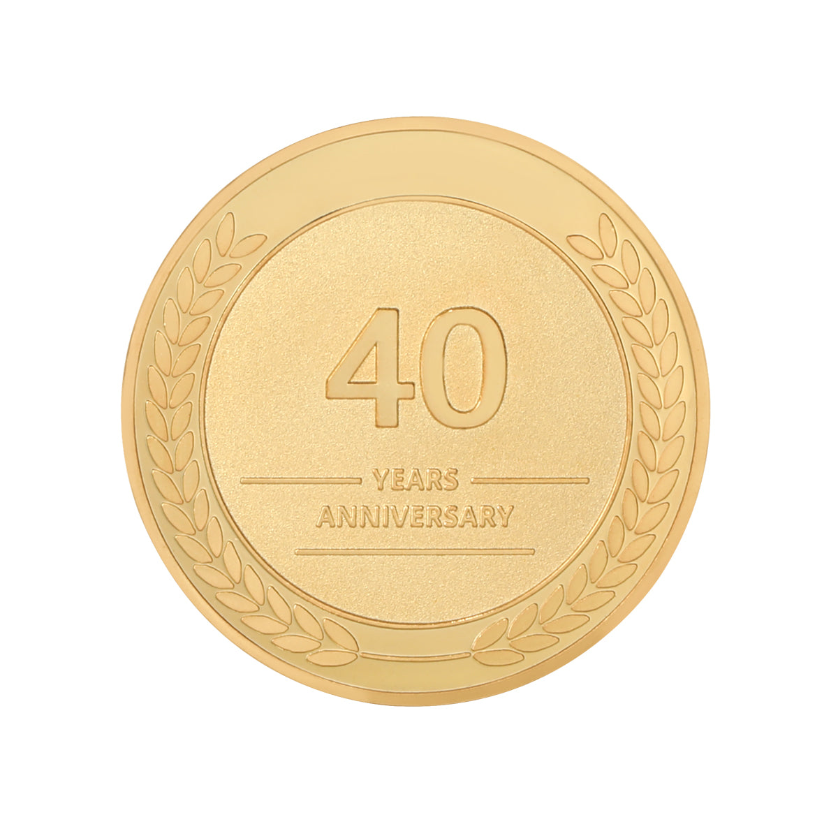 40 year coin to celebrate forty year work anniversary with front view