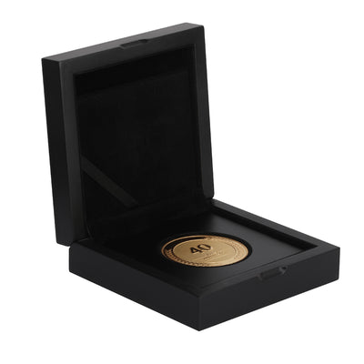 40 year coin to celebrate forty year work anniversary in wooden gift box