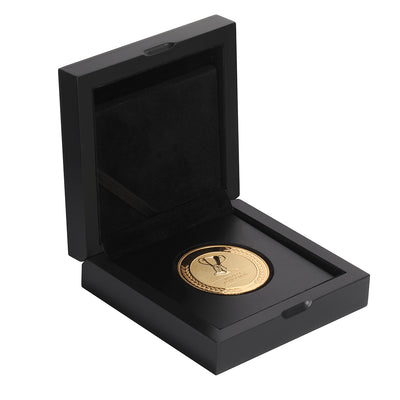 achievement coin to celebrate employee accomplishments in wooden gift box